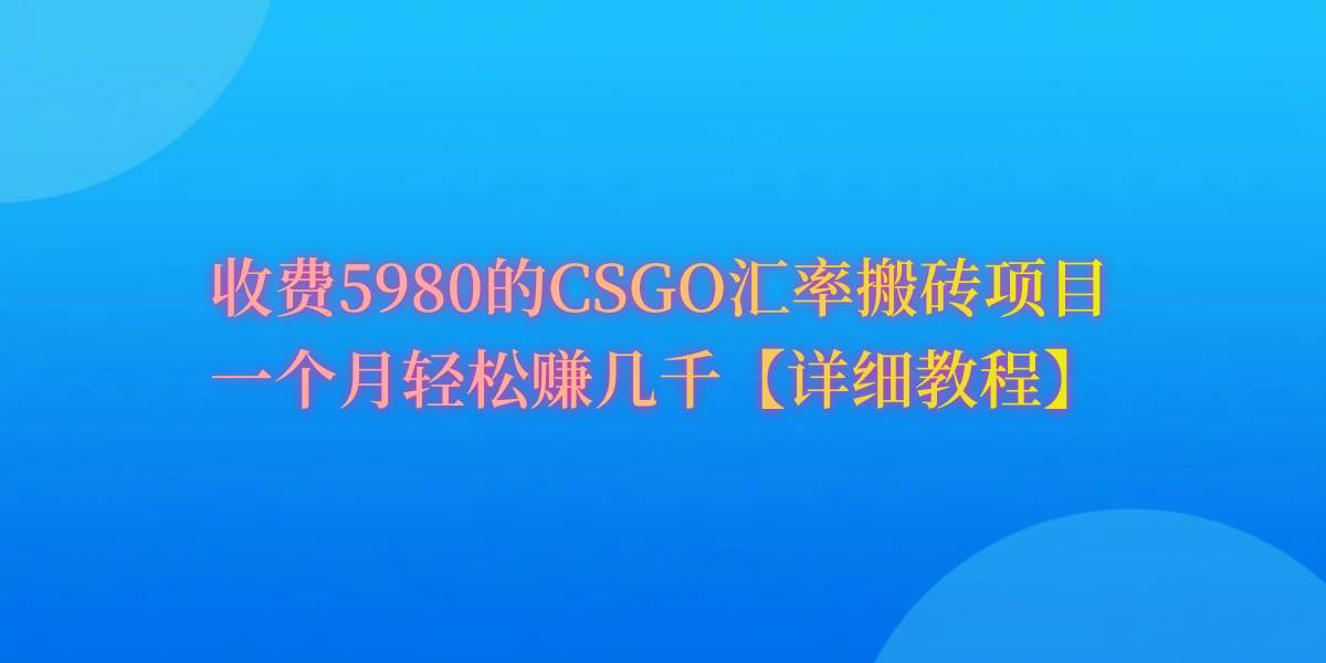CSGO装备搬砖，月综合收益率高达60%，你也可以！-天下副业