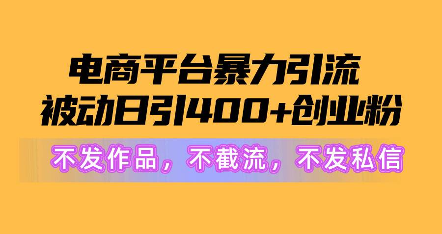 电商平台暴力引流,被动日引400+创业粉不发作品，不截流，不发私信-天下副业