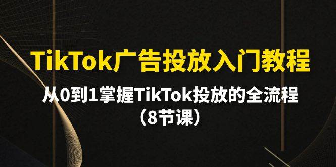 TikTok广告投放入门教程，从0到1掌握TikTok投放的全流程（8节课）-天下副业