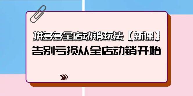 拼多多全店动销玩法【新课】，告别亏损从全店动销开始（4节视频课）-天下副业