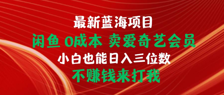 最新蓝海项目 闲鱼0成本 卖爱奇艺会员 小白也能入三位数 不赚钱来打我-天下副业