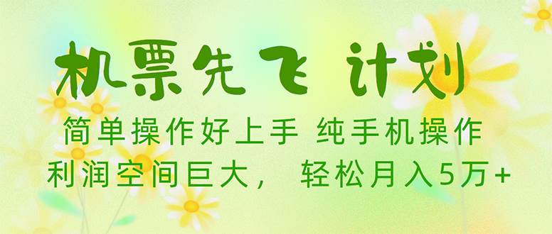 机票先飞计划！里程积分兑换机票售卖赚差价，利润空间巨大，小白月入5万+-天下副业