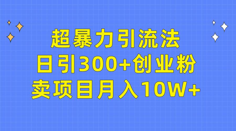 超暴力引流法，日引300+创业粉，卖项目月入10W+-天下副业