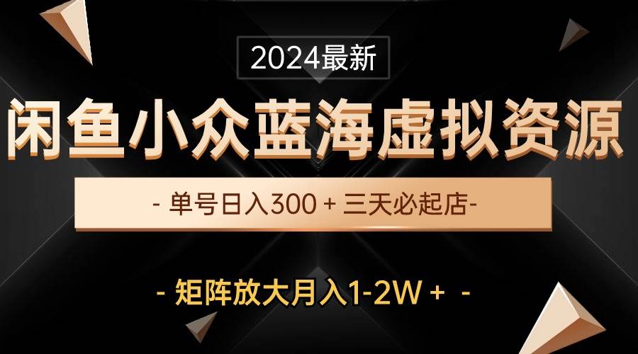最新闲鱼小众蓝海虚拟资源，单号日入300＋，三天必起店，矩阵放大月入1-2W-天下副业