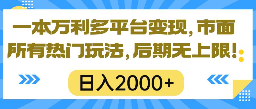 一本万利多平台变现，市面所有热门玩法，日入2000+，后期无上限！-天下副业