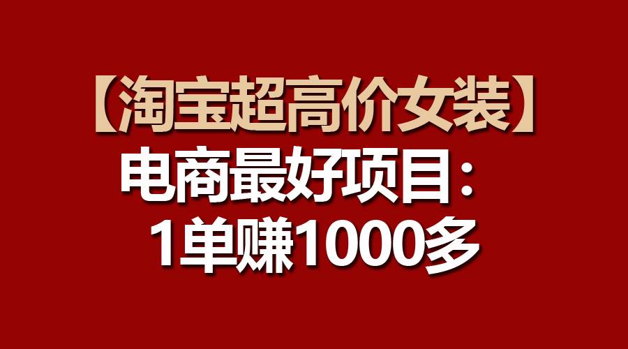 【淘宝超高价女装】电商最好项目：一单赚1000多-天下副业