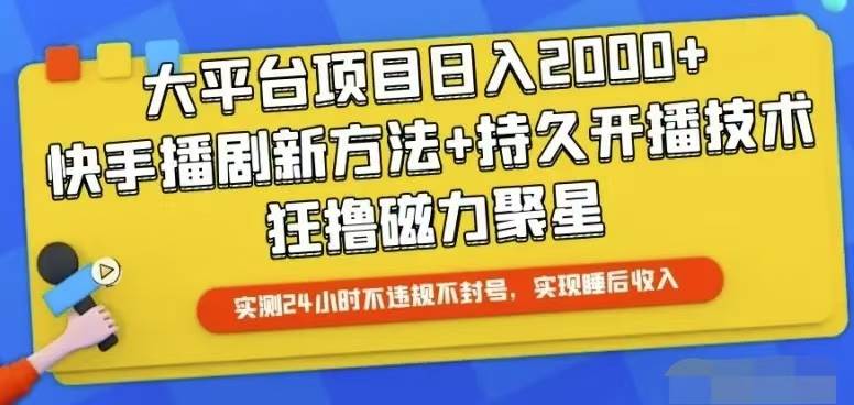 快手24小时无人直播，真正实现睡后收益-天下副业