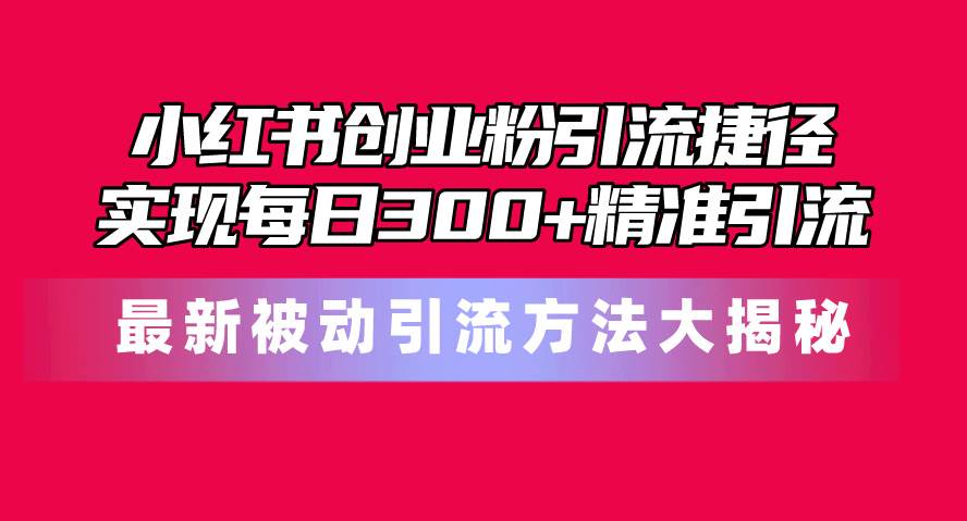 小红书创业粉引流捷径！最新被动引流方法大揭秘，实现每日300+精准引流-天下副业