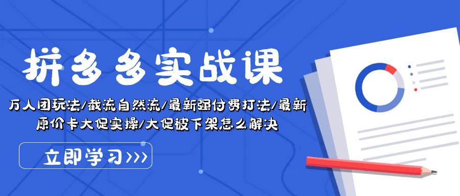 拼多多·实战课：万人团玩法/截流自然流/最新强付费打法/最新原价卡大促..-天下副业