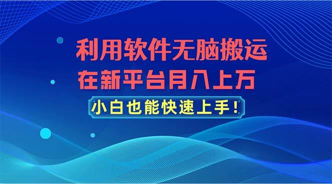 利用软件无脑搬运，在新平台月入上万，小白也能快速上手-天下副业