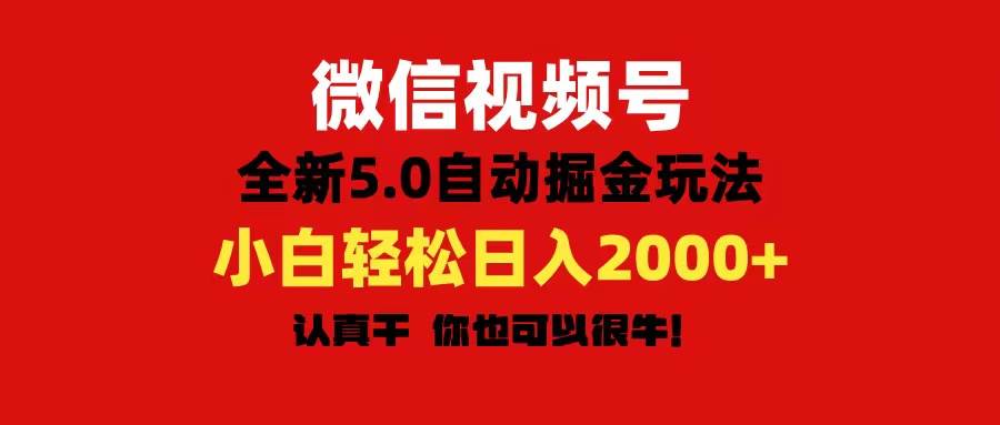 微信视频号变现，5.0全新自动掘金玩法，日入利润2000+有手就行-天下副业