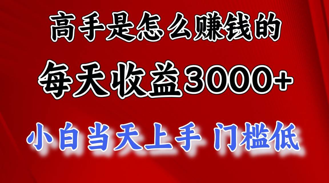 高手是怎么赚钱的，一天收益3000+ 这是穷人逆风翻盘的一个项目，非常…-天下副业
