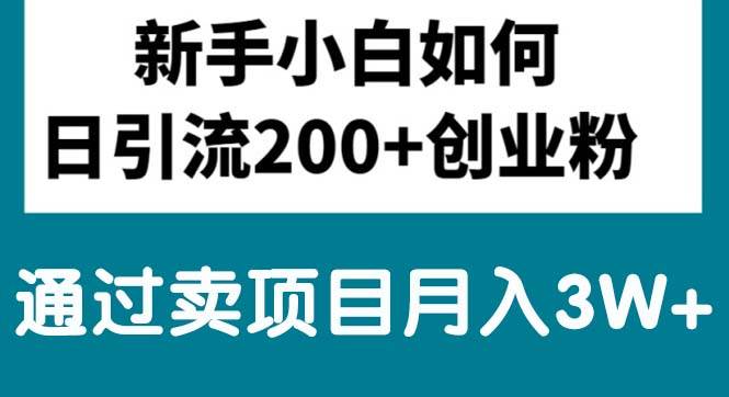 新手小白日引流200+创业粉,通过卖项目月入3W+-天下副业