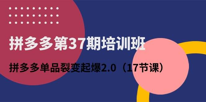 拼多多第37期培训班：拼多多单品裂变起爆2.0（17节课）-天下副业