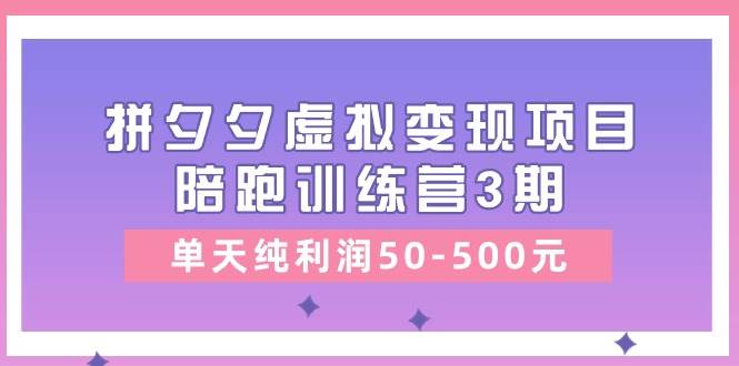 某收费培训《拼夕夕虚拟变现项目陪跑训练营3期》单天纯利润50-500元-天下副业