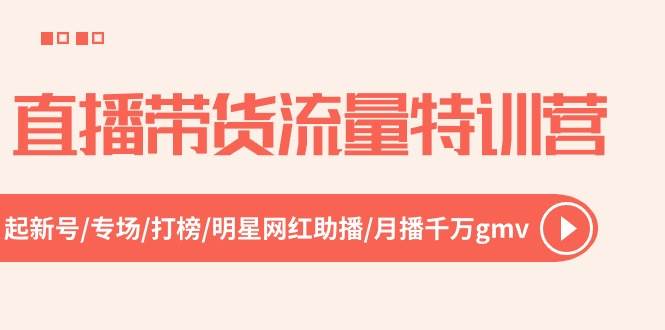 直播带货流量特训营，起新号-专场-打榜-明星网红助播 月播千万gmv（52节）-天下副业