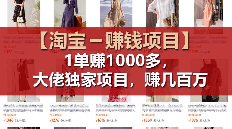 【淘宝赚钱项目】1单可赚1000多，大佬独家项目，年赚几百万-天下副业