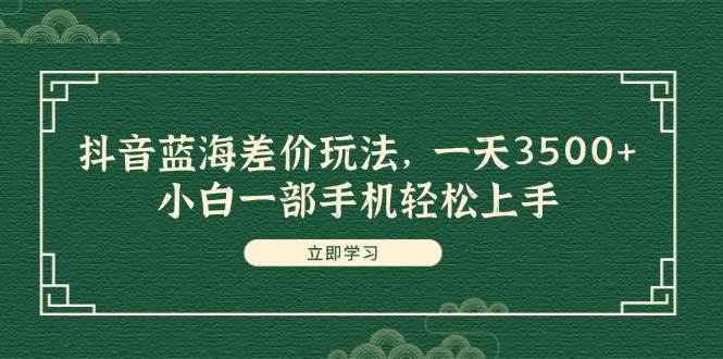 抖音蓝海差价玩法，一天3500+，小白一部手机轻松上手-天下副业