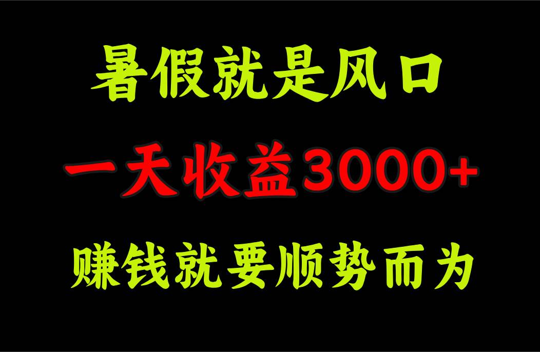 一天收益3000+ 赚钱就是顺势而为，暑假就是风口-天下副业