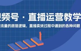 视频号 直播运营教学:直播流量的底层逻辑,直播卖货过程中遇到的各种问题-天下副业
