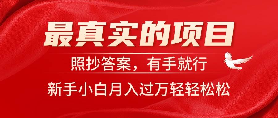 最真实的项目，照抄答案，有手就行，新手小白月入过万轻轻松松-天下副业