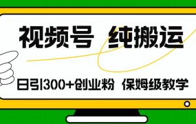 视频号纯搬运日引流300+创业粉,日入4000+-天下副业