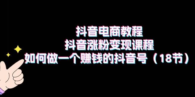抖音电商教程：抖音涨粉变现课程：如何做一个赚钱的抖音号（18节）-天下副业