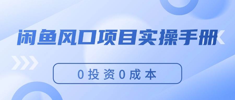 闲鱼风口项目实操手册，0投资0成本，让你做到，月入过万，新手可做-天下副业