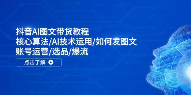 抖音AI图文带货教程：核心算法/AI技术运用/如何发图文/账号运营/选品/爆流-天下副业