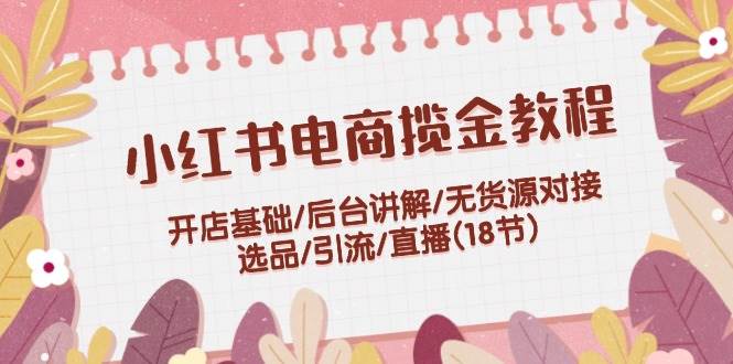 小红书电商揽金教程：开店基础/后台讲解/无货源对接/选品/引流/直播(18节)-天下副业