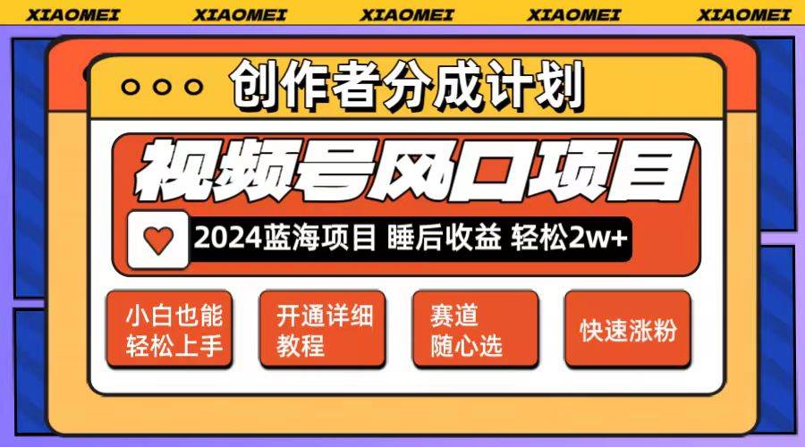 微信视频号大风口项目 轻松月入2w+ 多赛道选择，可矩阵，玩法简单轻松上手-天下副业