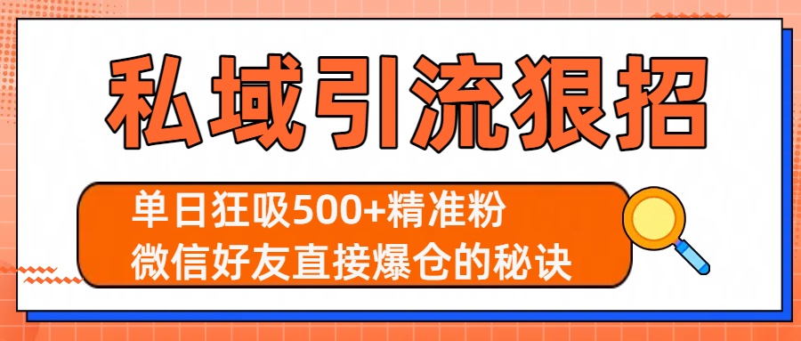 私域引流狠招：单日狂吸500+精准粉，微信好友直接爆仓的秘诀-天下副业