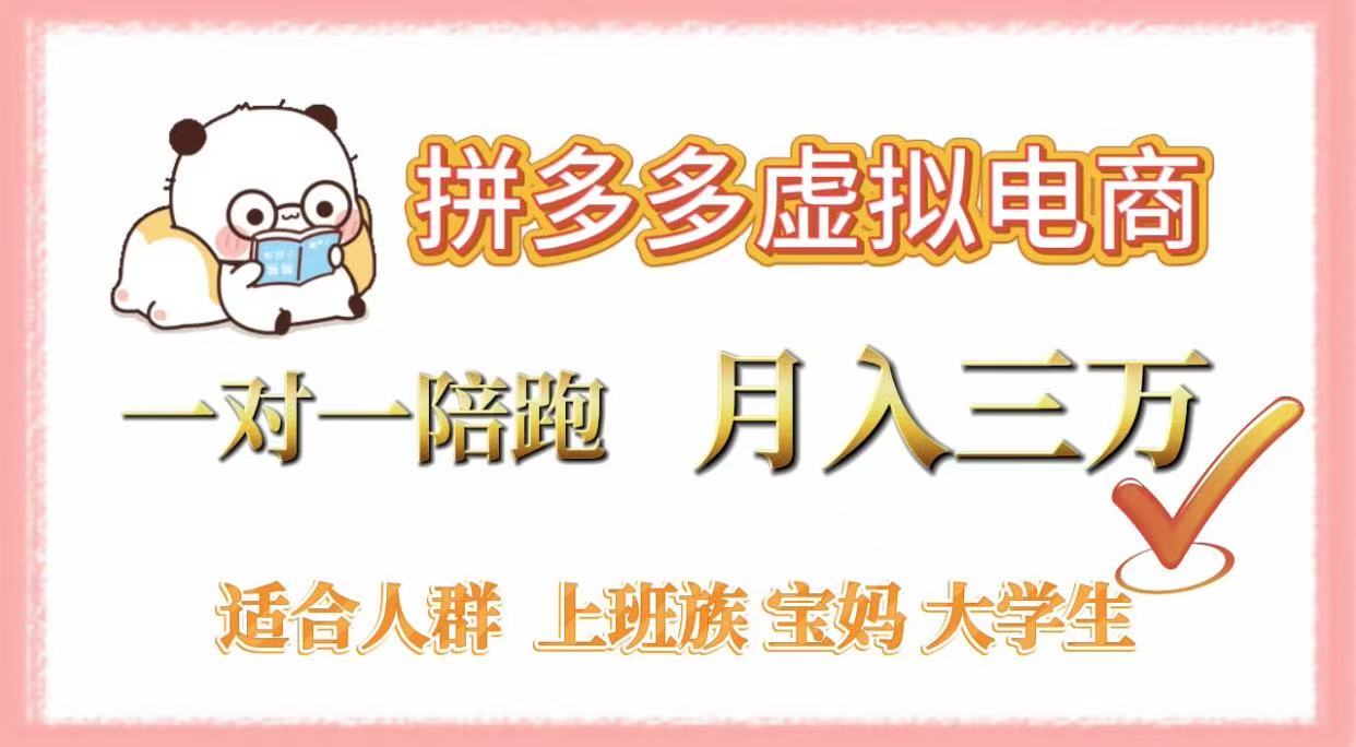 拼多多虚拟电商，一对一陪跑，月入3万，0囤货，轻资产，不发货-天下副业