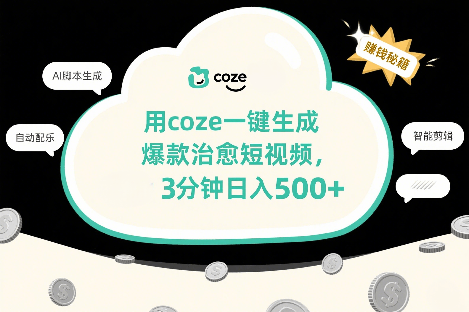 用coze一键生成爆款治愈短视频，3分钟日入500+-天下副业