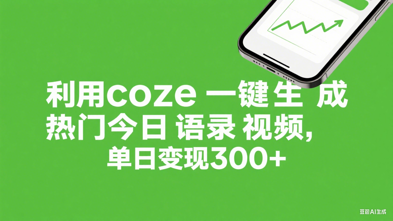 利用coze一键生成热门今日语录视频，单日变现300+-天下副业