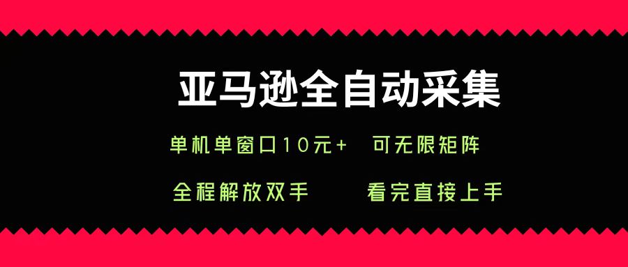 亚马逊全自动采集，单机单窗口一天10+，可无限矩阵去做-天下副业