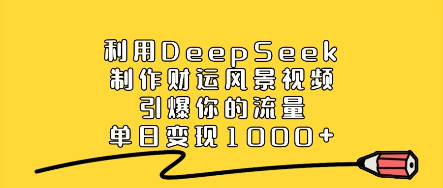 利用DeepSeek制作，财运风景视频，引爆你的流量，单日变现1000+-天下副业