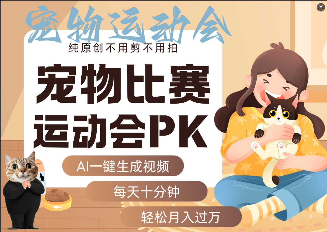 AI萌宠运动员跳水 射击  篮球  足球比赛   每天十分钟 附详细提示词文案库  代替做素材 卖提示词 卖虚拟资料  卖宠物产品 做宠物私人定制产品  带徒弟 带陪跑 卖课  创作者分成 月入5W+-天下副业