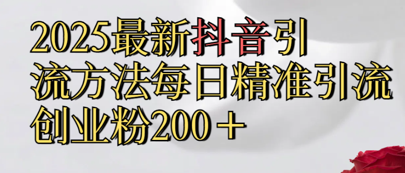 2025最新抖音引流,方法每日精准引流创业粉300＋-天下副业