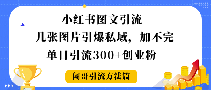 小红书图文引流，几张图片引爆私域加不完，单日引流300＋创业粉-天下副业