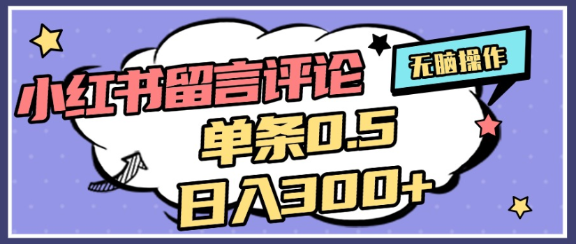 2025年最新小红书评论单条0.5元，日入300＋，无上限，详细操作流程-天下副业