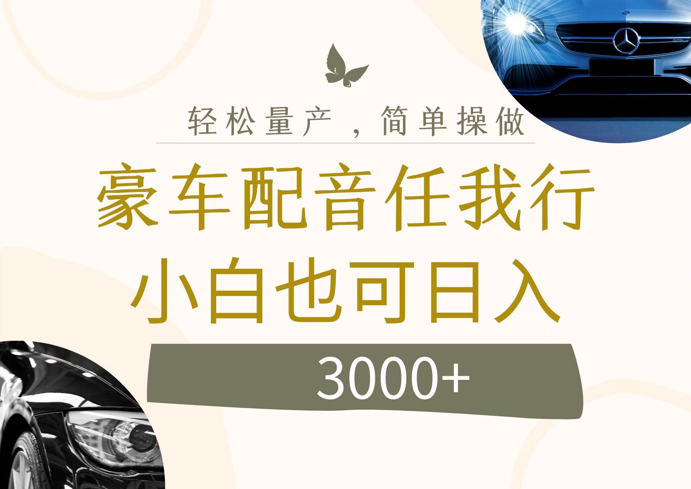 不为人知的暴力小项目，豪车配音，日入3000+-天下副业