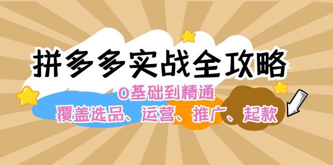 拼多多实战全攻略：0基础到精通，覆盖选品、运营、推广、起款-天下副业
