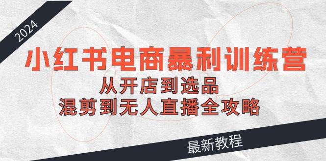 2024小红书电商暴利训练营：从开店到选品，混剪到无人直播全攻略-天下副业